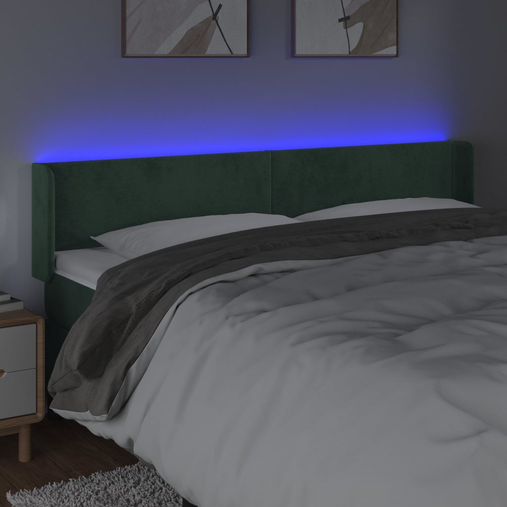 Testiera a LED Verde Scuro 183x16x78/88 cm in Velluto