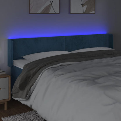 Testiera a LED Blu Scuro 183x16x78/88 cm in Velluto