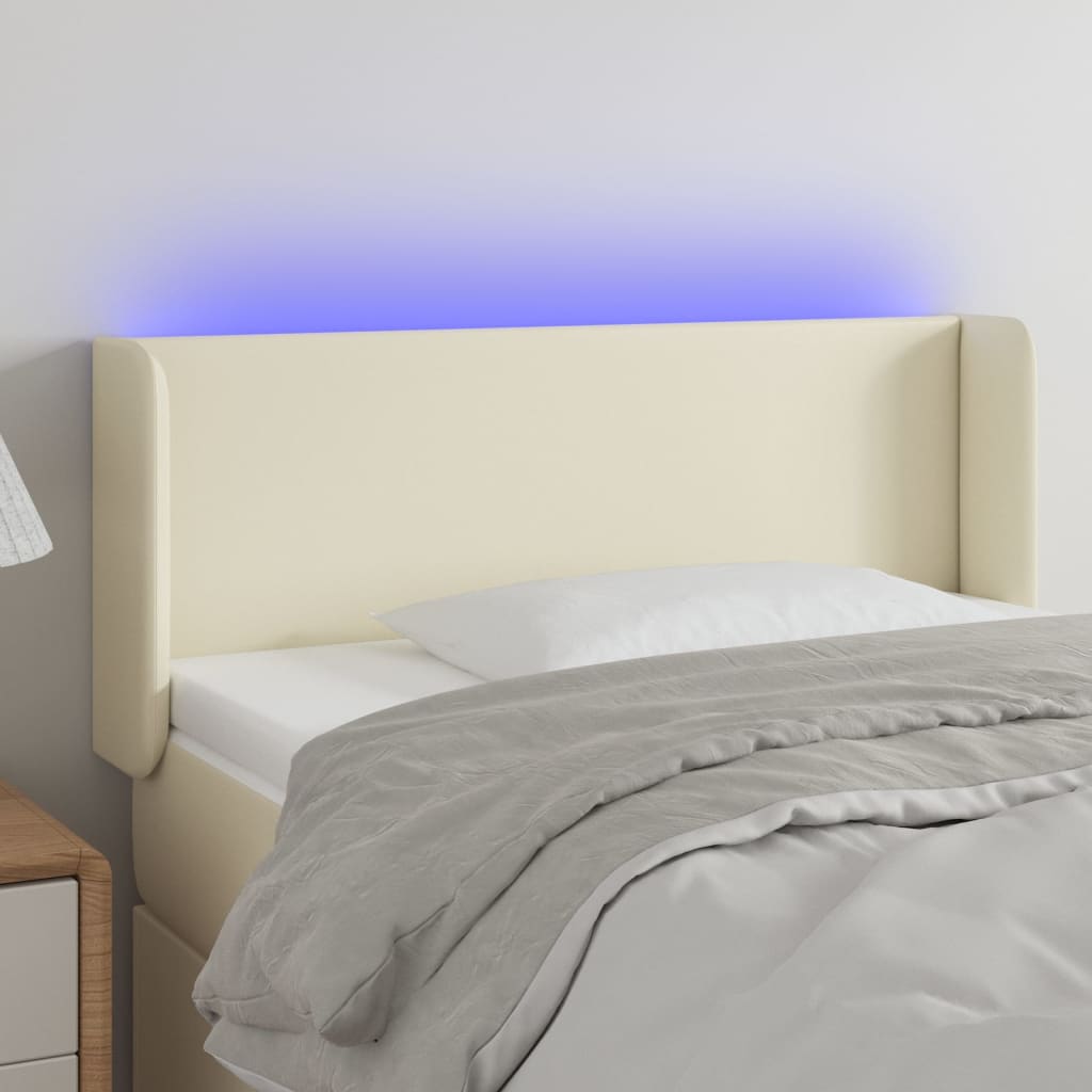 Testiera a LED Crema 83x16x78/88 cm in Similpelle