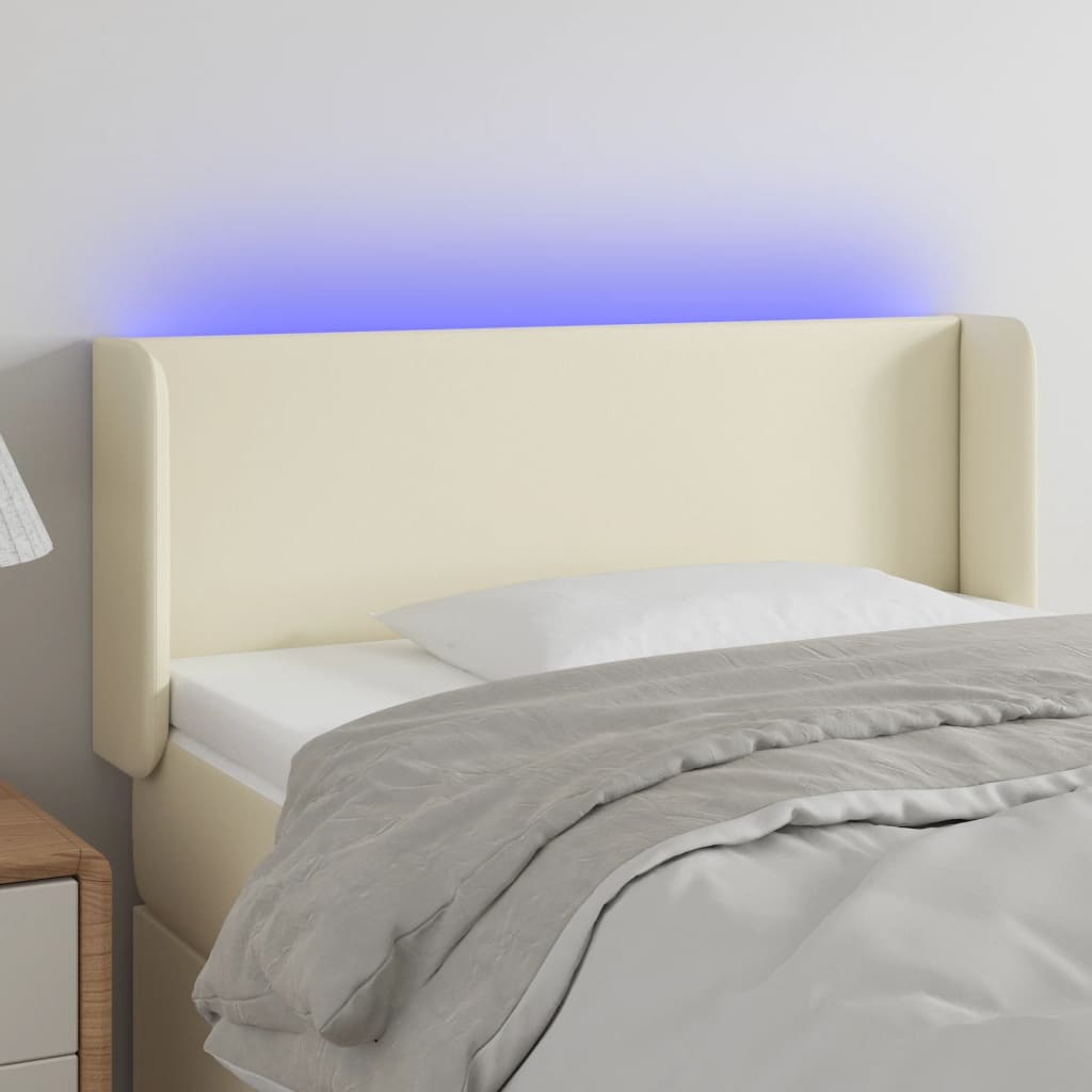 Testiera a LED Crema 93x16x78/88 cm in Similpelle