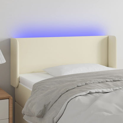 Testiera a LED Crema 93x16x78/88 cm in Similpelle