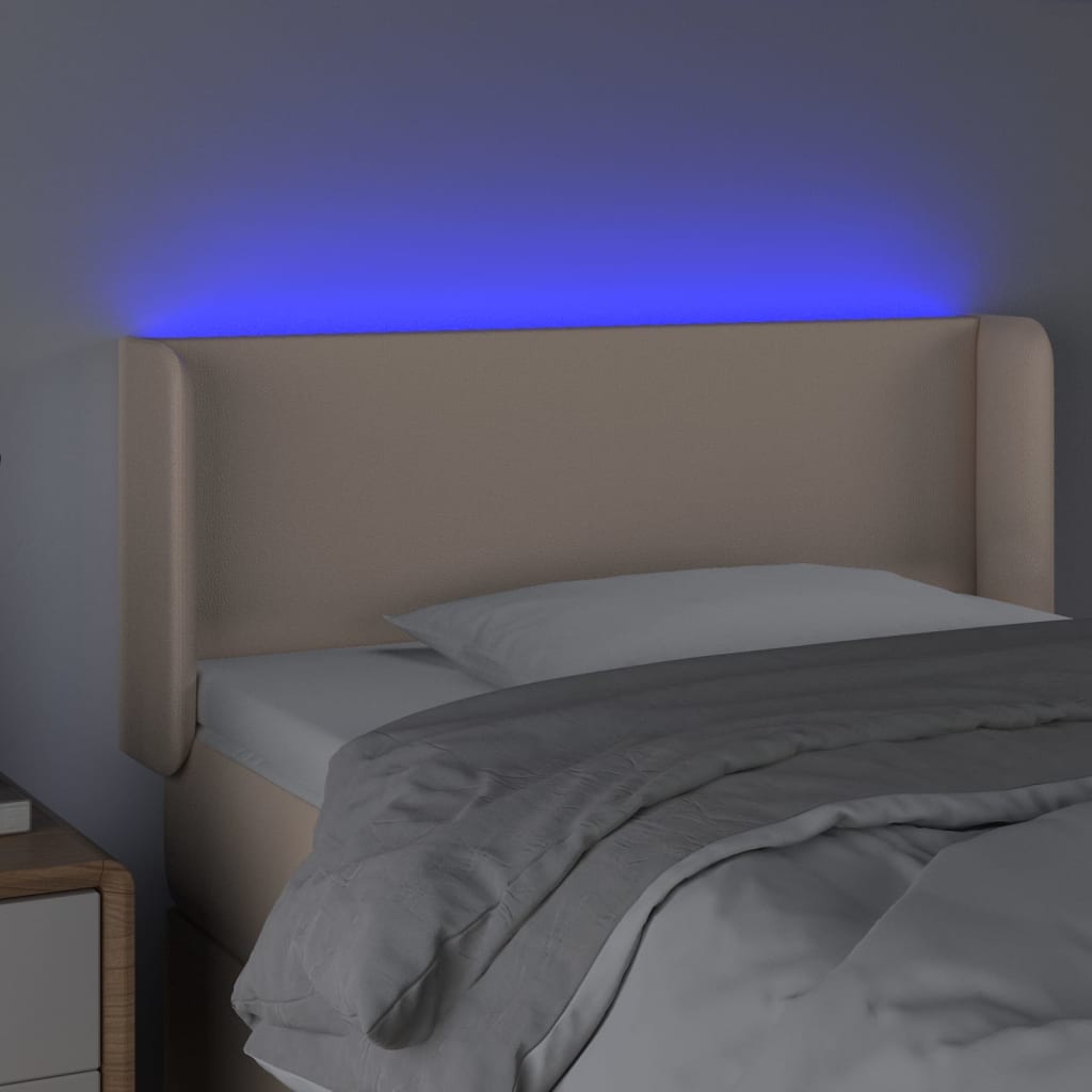 Testiera Cappuccino a LED 93x16x78/88 cm in Similpelle