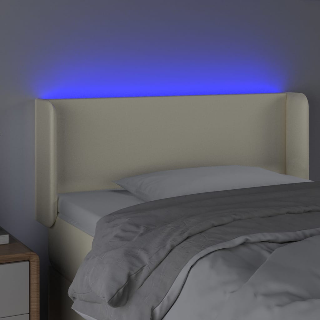 Testiera a LED Crema 103x16x78/88 cm in Similpelle