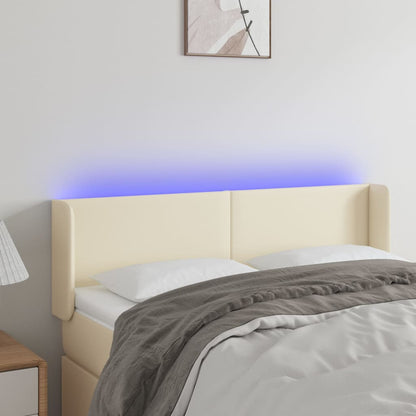 Testiera a LED Crema 147x16x78/88 cm in Similpelle