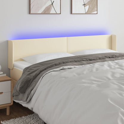 Testiera a LED Crema 163x16x78/88 cm in Similpelle
