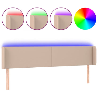 Testiera Cappuccino a LED 163x16x78/88 cm in Similpelle