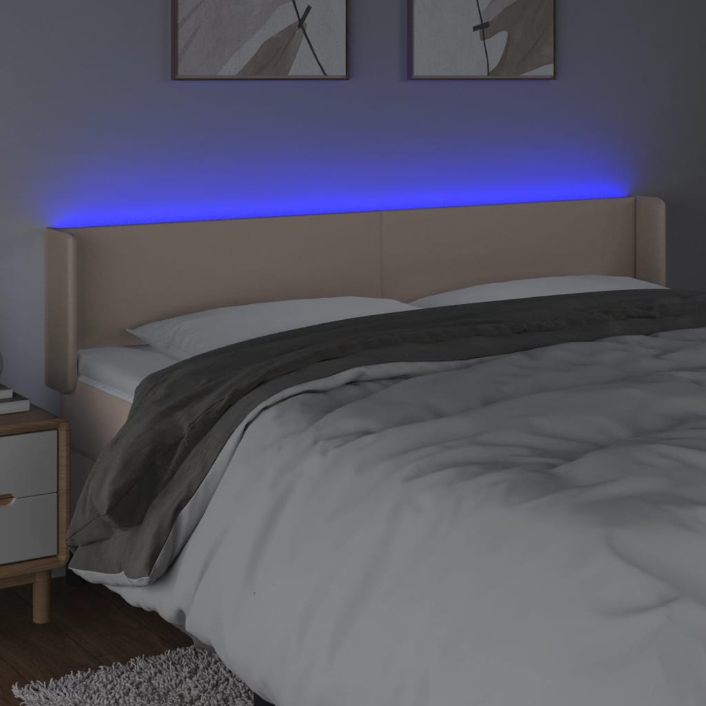 Testiera Cappuccino a LED 163x16x78/88 cm in Similpelle