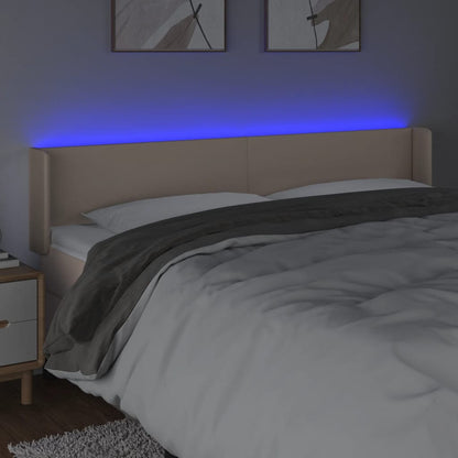 Testiera Cappuccino a LED 163x16x78/88 cm in Similpelle