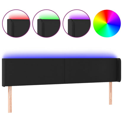 Testiera a LED Nera 183x16x78/88 cm in Similpelle