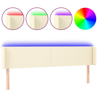 Testiera a LED Crema 183x16x78/88 cm in Similpelle