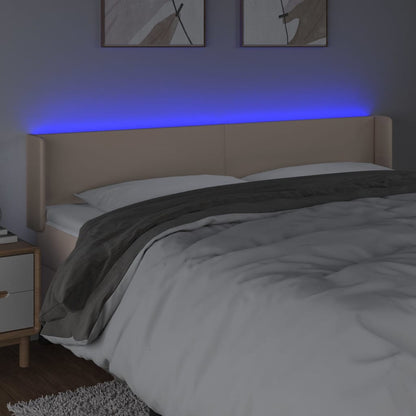 Testiera Cappuccino a LED 203x16x78/88 cm in Similpelle