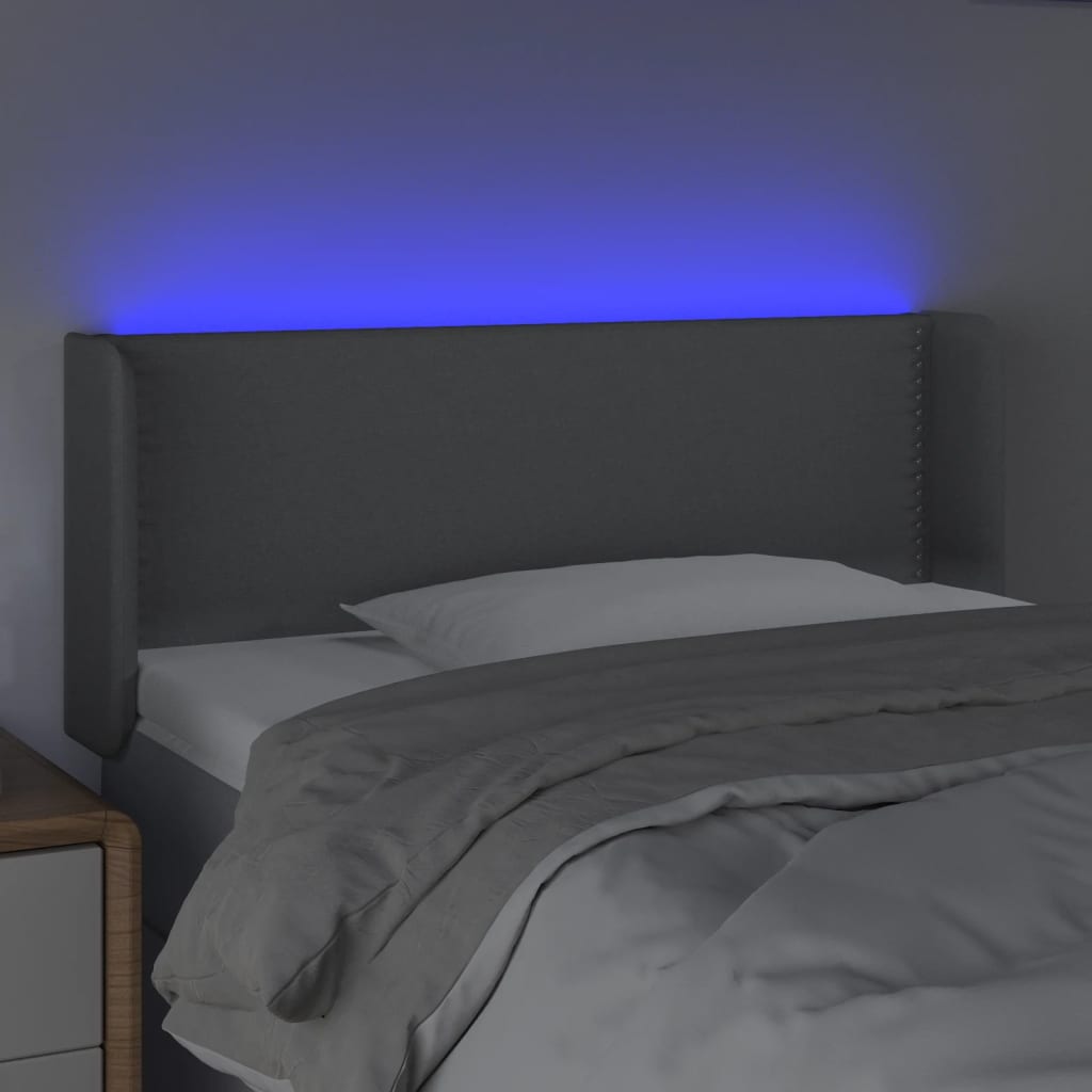 Testiera Grigio Chiaro a LED 83x16x78/88 cm in Tessuto