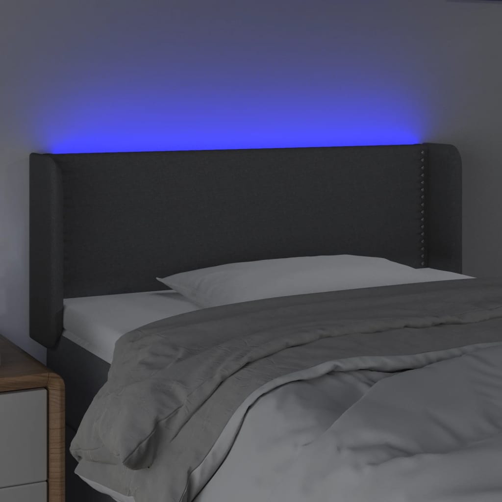 Testiera a LED Grigio Scuro 93x16x78/88 cm in Tessuto