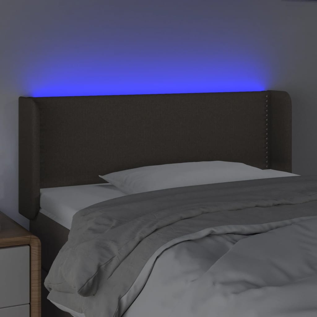 Testiera a LED Tortora 93x16x78/88 cm in Tessuto
