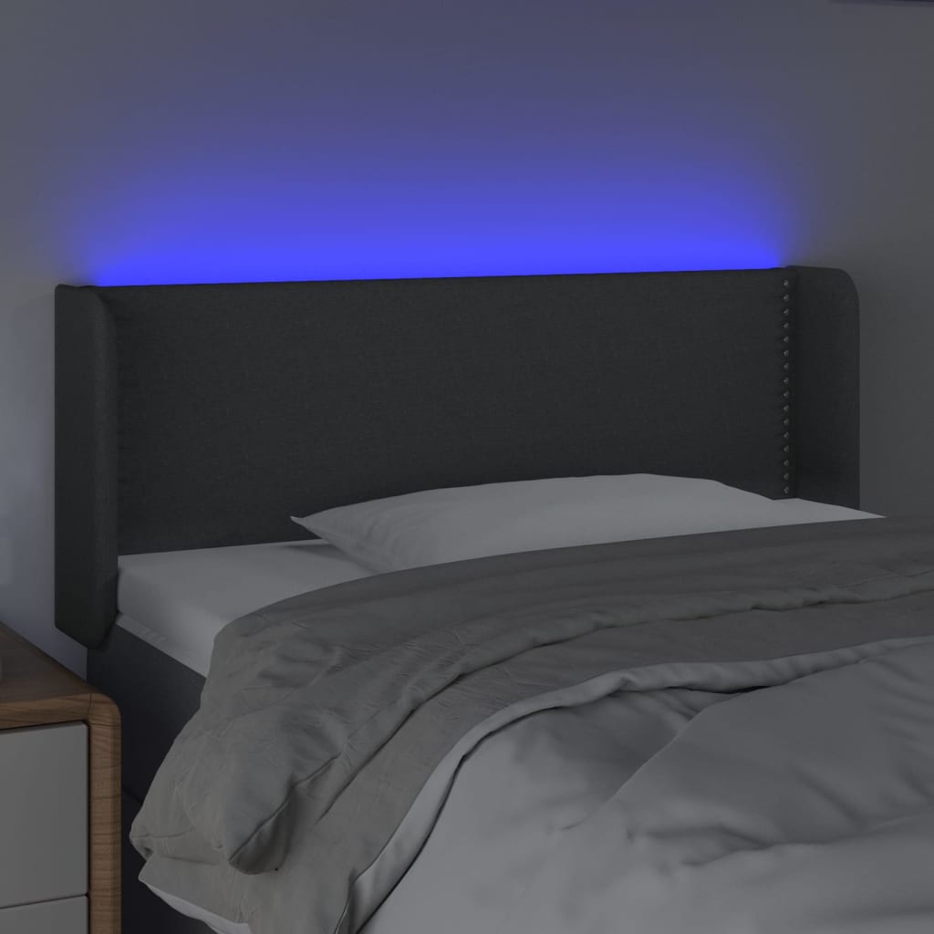 Testiera a LED Grigio Scuro 103x16x78/88 cm in Tessuto