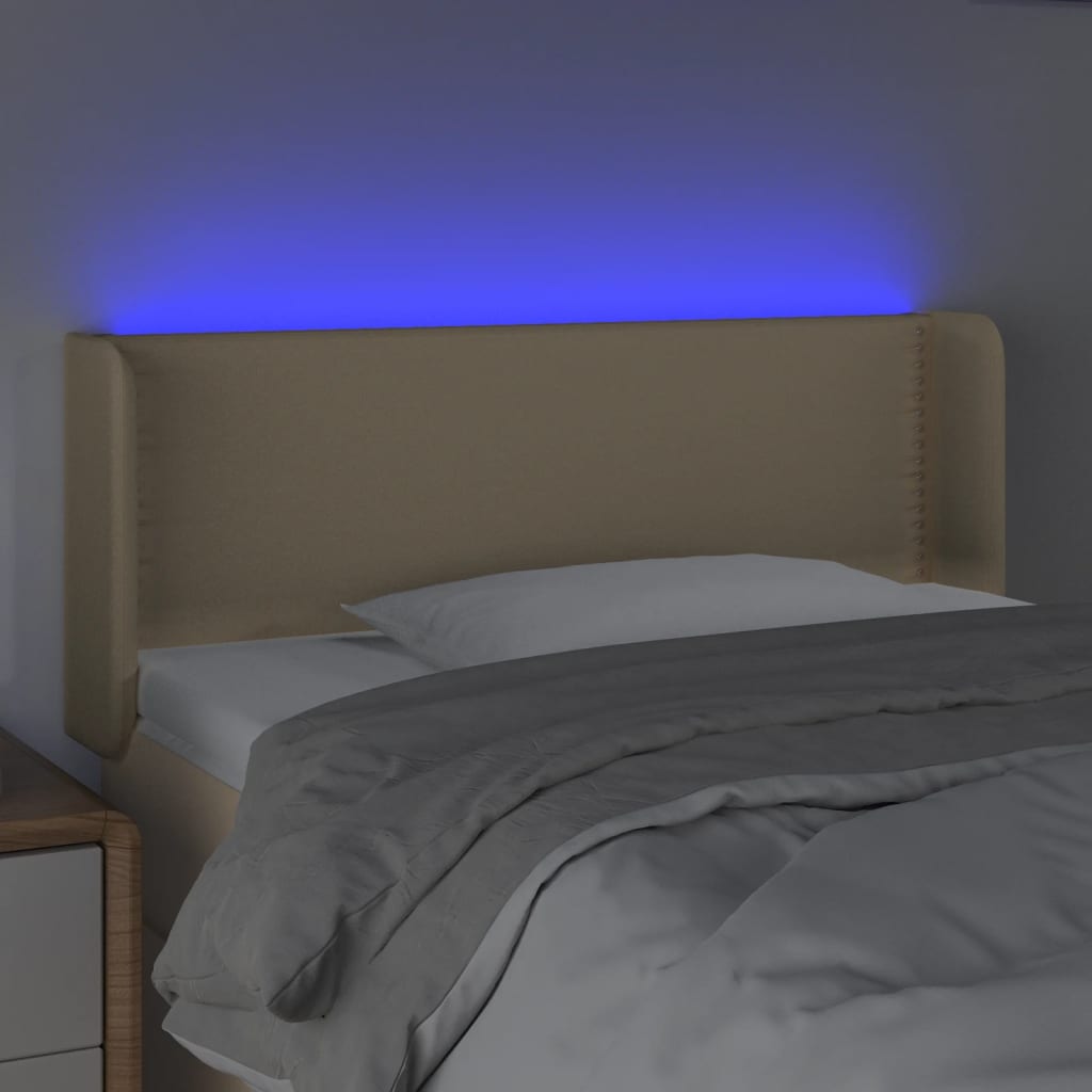 Testiera a LED Crema 103x16x78/88 cm in Tessuto
