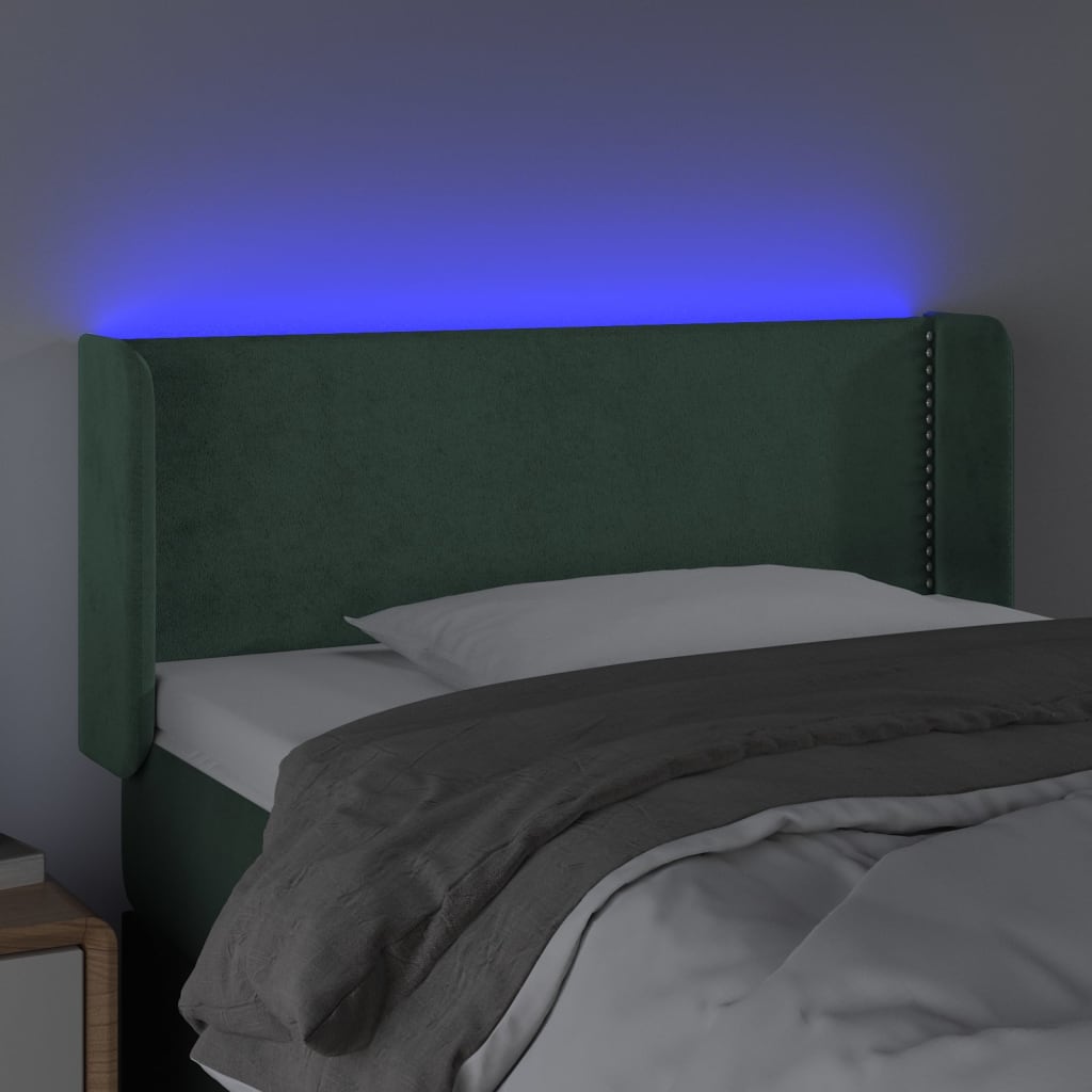 Testiera a LED Verde Scuro 83x16x78/88 cm in Velluto