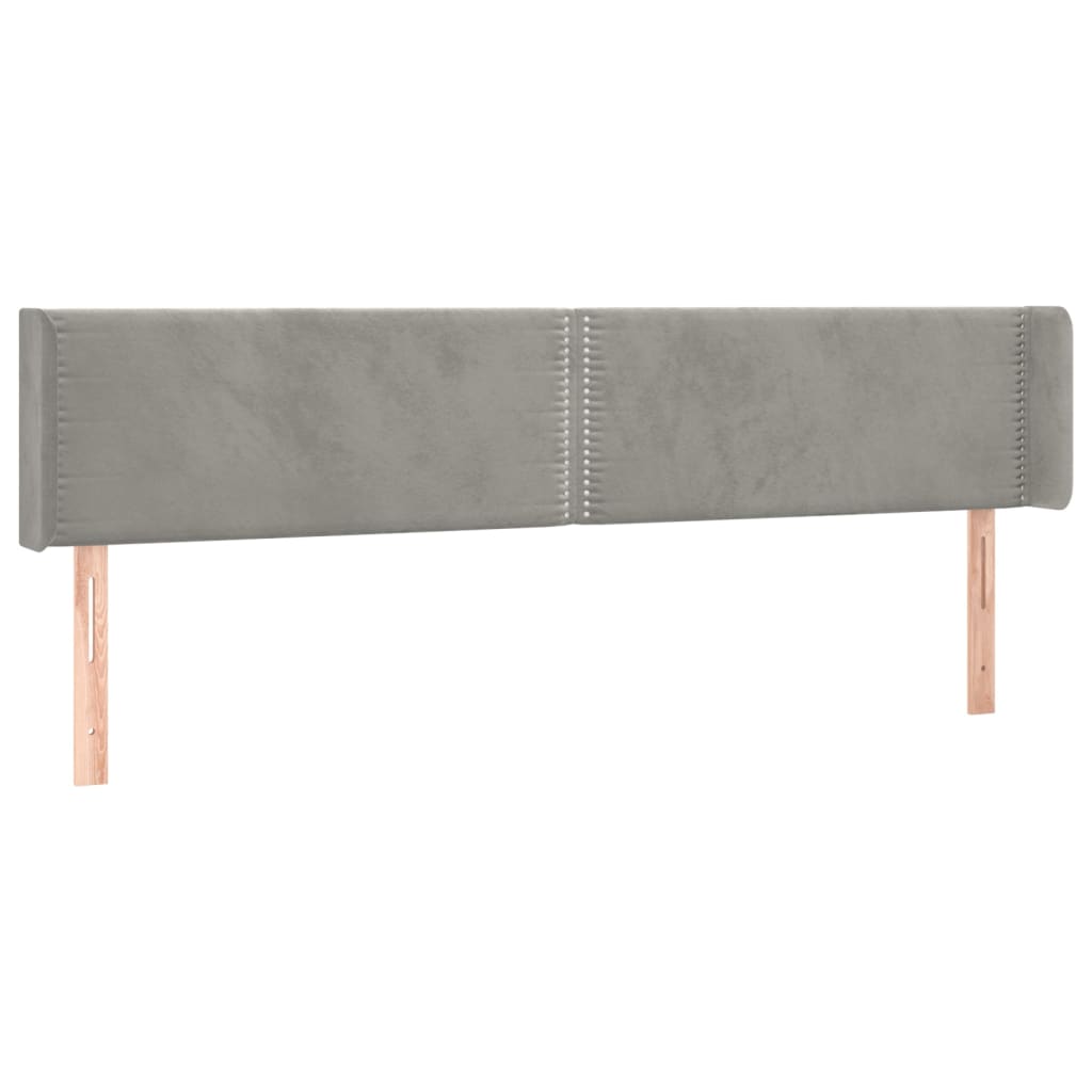 Testiera a LED Grigio Chiaro 163x16x78/88 cm in Velluto