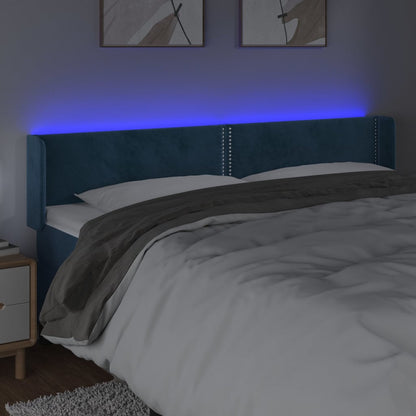Testiera a LED Blu Scuro 163x16x78/88 cm in Velluto