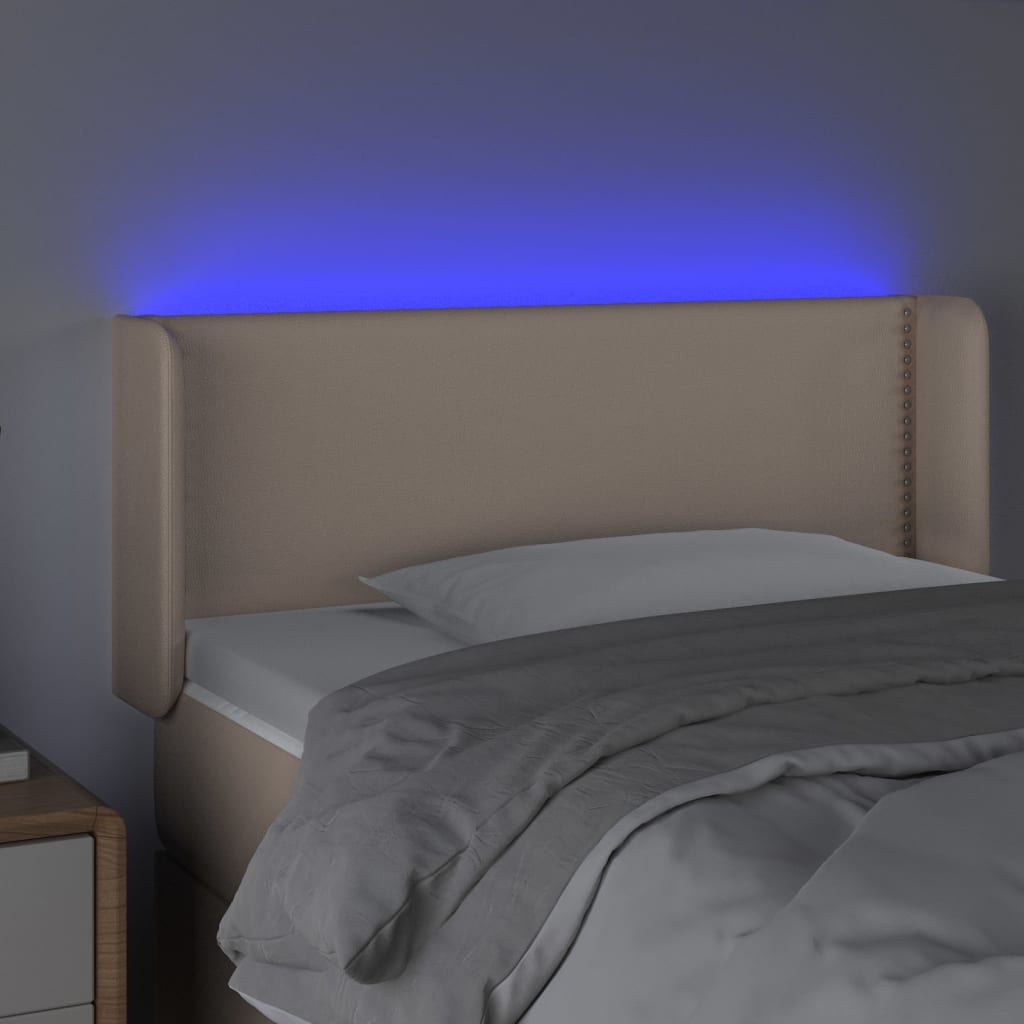 Testiera Cappuccino a LED 83x16x78/88 cm in Similpelle