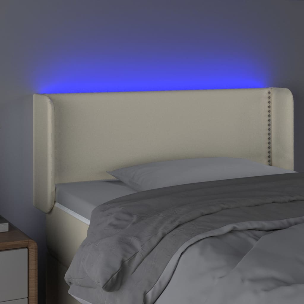 Testiera a LED Crema 93x16x78/88 cm in Similpelle