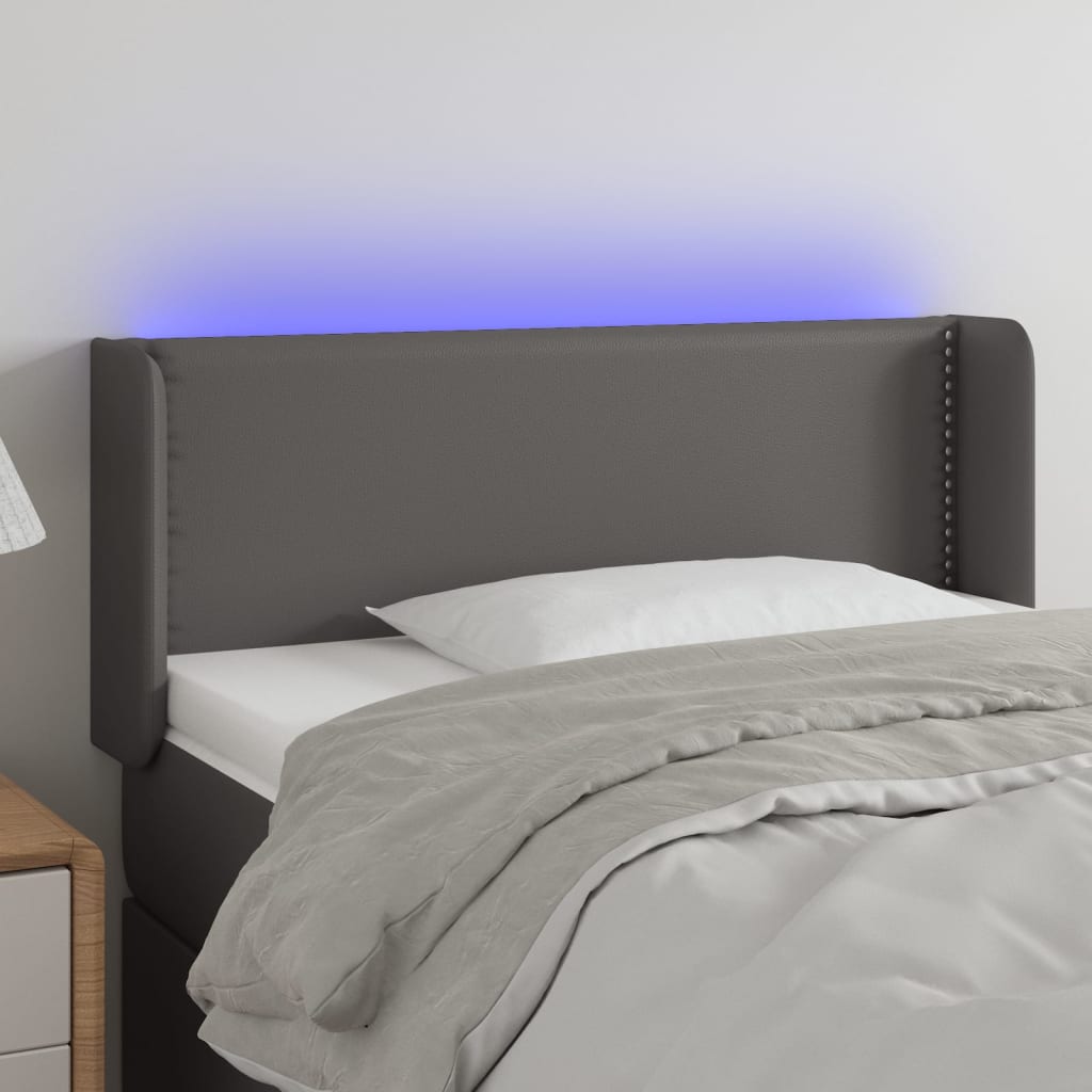 Testiera a LED Grigio 93x16x78/88 cm in Similpelle