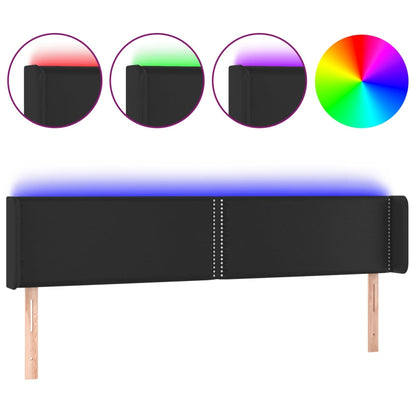 Testiera a LED Nera 163x16x78/88 cm in Similpelle