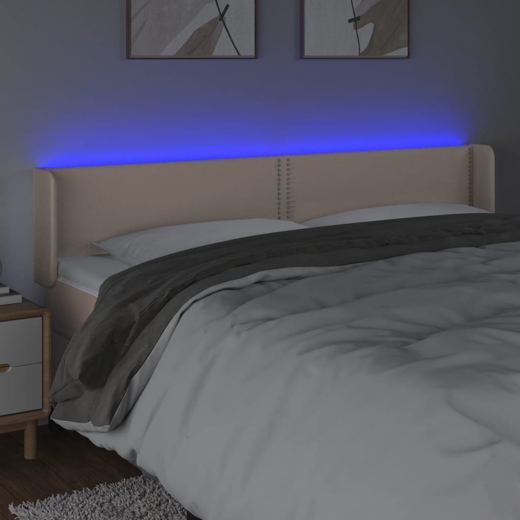 Testiera Cappuccino a LED 163x16x78/88 cm in Similpelle
