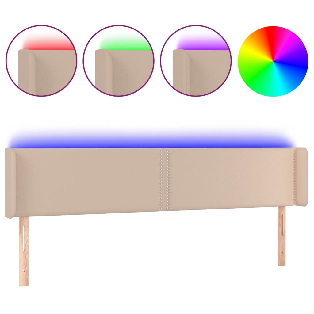 Testiera Cappuccino a LED 203x16x78/88 cm in Similpelle