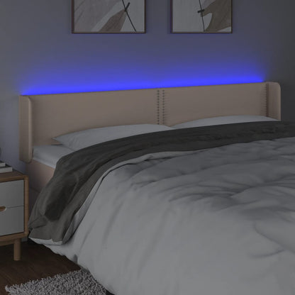Testiera Cappuccino a LED 203x16x78/88 cm in Similpelle
