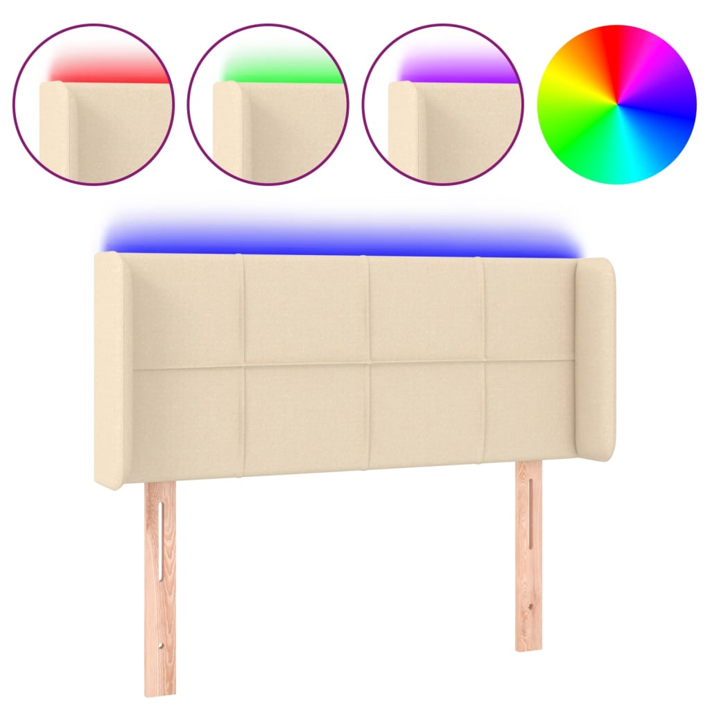 Testiera a LED Crema 83x16x78/88 cm in Tessuto