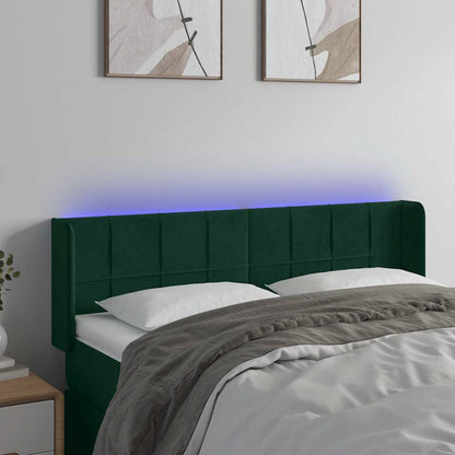 Testiera a LED Verde Scuro 147x16x78/88 cm in Velluto