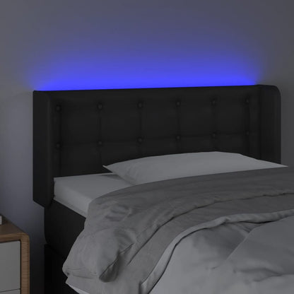 Testiera a LED Nera 83x16x78/88 cm in Similpelle