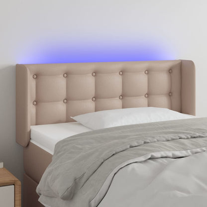 Testiera Cappuccino a LED 83x16x78/88 cm in Similpelle