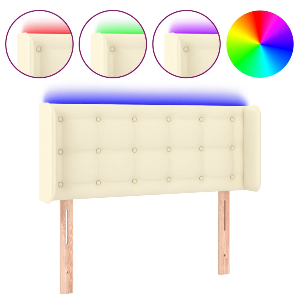Testiera a LED Crema 93x16x78/88 cm in Similpelle