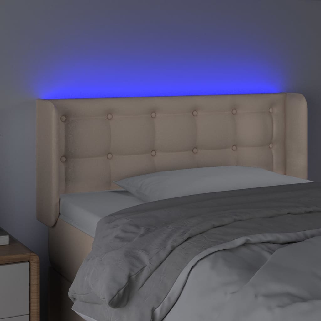 Testiera Cappuccino a LED 93x16x78/88 cm in Similpelle