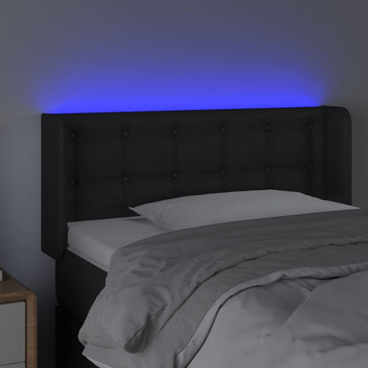 Testiera a LED Nera 103x16x78/88 cm in Similpelle