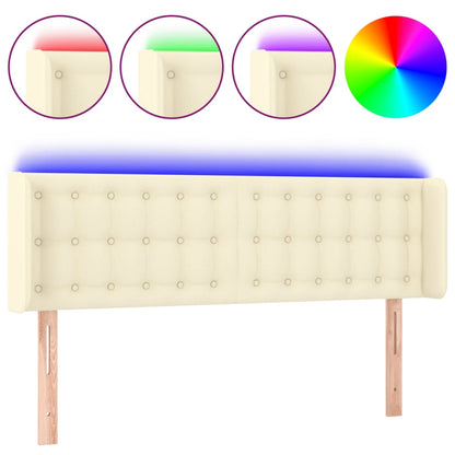 Testiera a LED Crema 147x16x78/88 cm in Similpelle