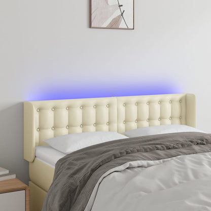 Testiera a LED Crema 147x16x78/88 cm in Similpelle