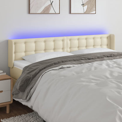 Testiera a LED Crema 163x16x78/88 cm in Similpelle