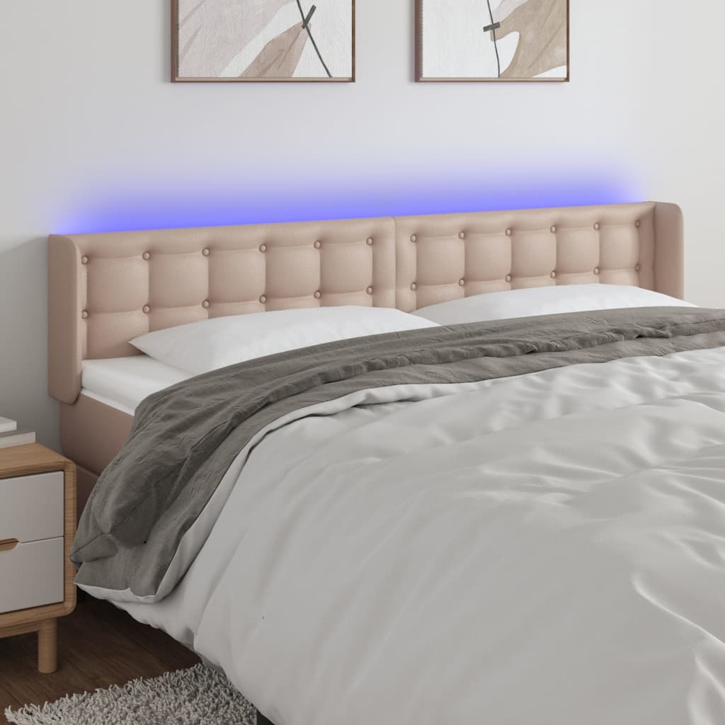 Testiera Cappuccino a LED 163x16x78/88 cm in Similpelle