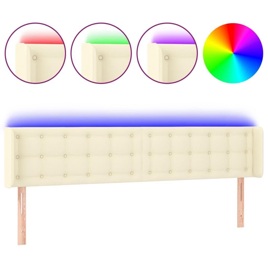 Testiera a LED Crema 183x16x78/88 cm in Similpelle