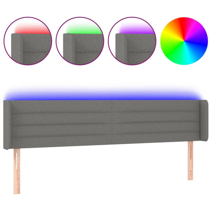 Testiera a LED Grigio Scuro 183x16x78/88 cm in Tessuto