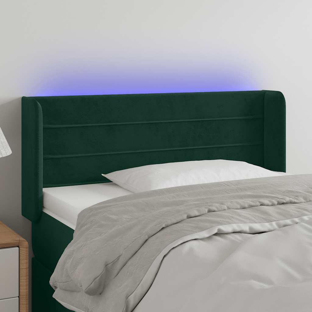 Testiera a LED Verde scuro 93x16x78/88 cm in Velluto