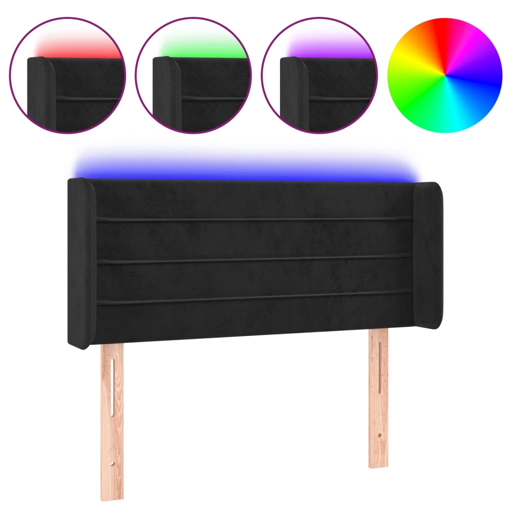 Testiera a LED Nera 103x16x78/88 cm in Velluto