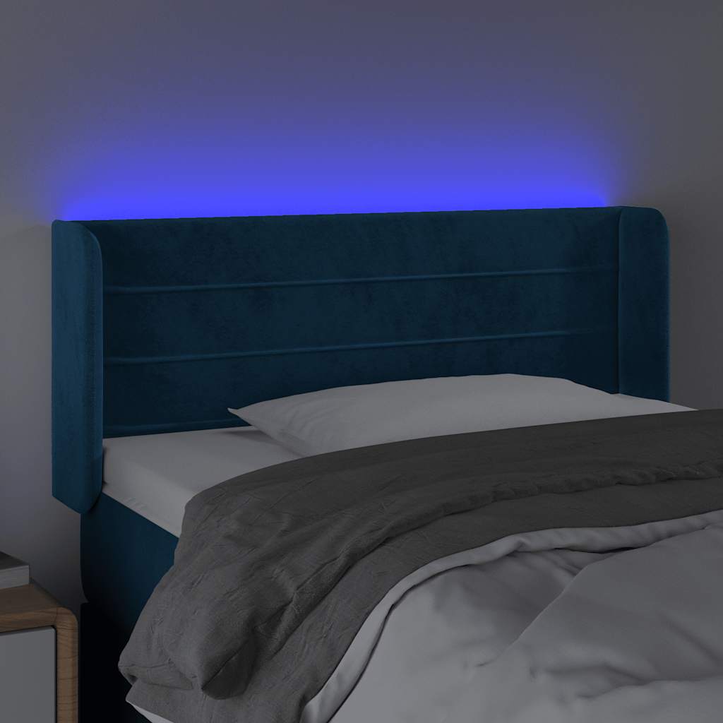 Testiera a LED Blu Scuro 103x16x78/88 cm in Velluto