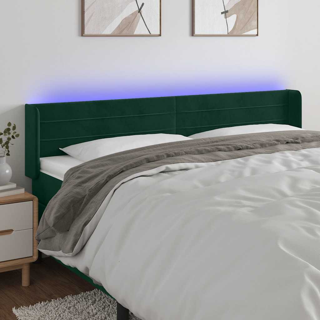 Testiera a LED Verde Scuro 203x16x78/88 cm in Velluto
