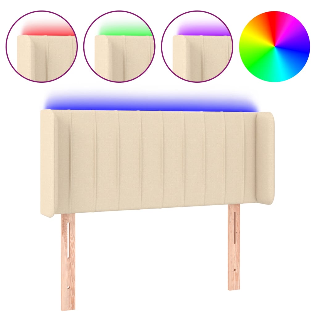 Testiera a LED Crema 83x16x78/88 cm in Tessuto