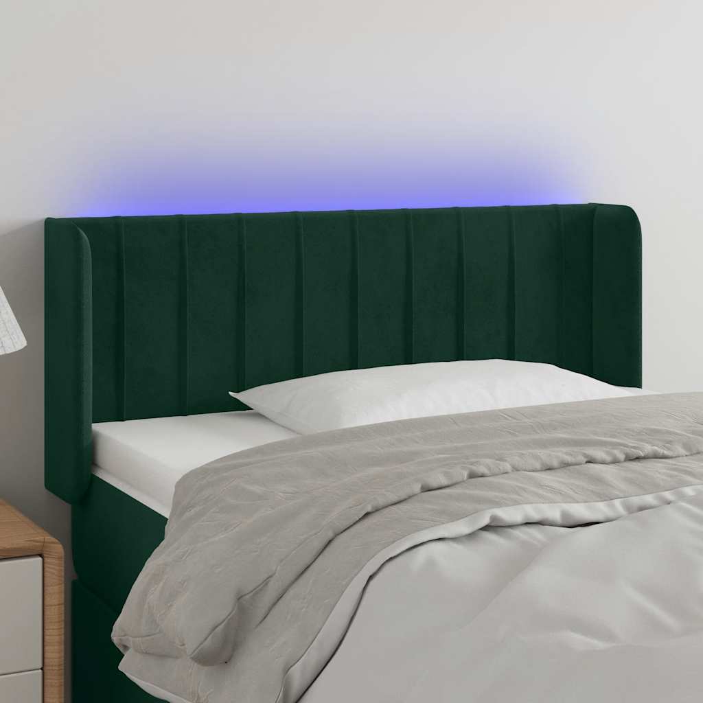 Testiera a LED Verde scuro 93x16x78/88 cm in Velluto