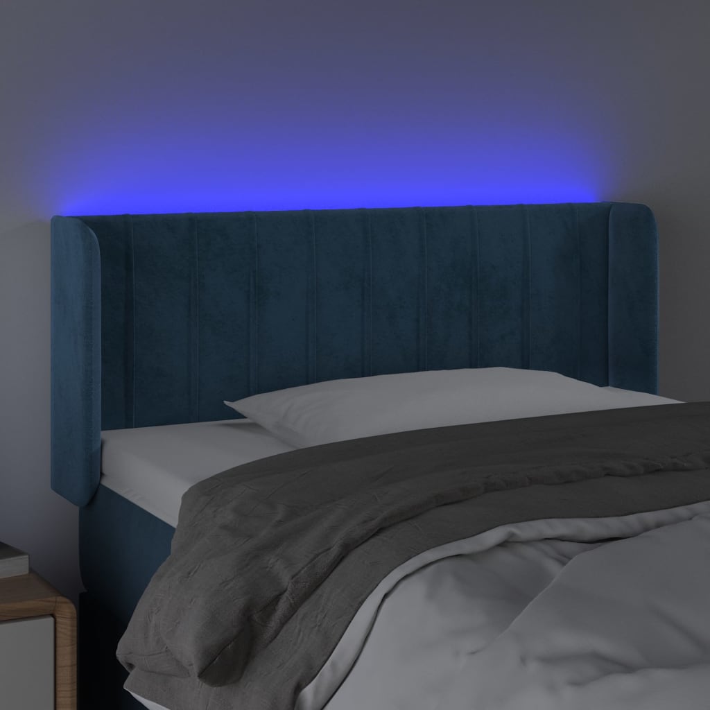 Testiera a LED Blu scuro 93x16x78/88 cm in Velluto
